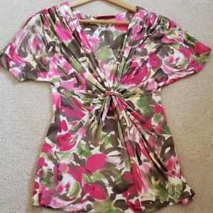 Velvet floral short sleeved empire waist dress tee